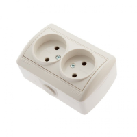 РОЗЕТКА ДВОЙНАЯ Б/З NATA КЕРАМИКА БЕЛЫЙ ЗАКРЫТЫЙ КОРПУС